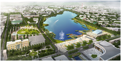 Рисунок 4. Концепция развития набережных системы озер Кабан [https://maparchitects.ru/projects/kaban/] Figure 4. The concept of the development of the em-bankments of the Kaban lake system 