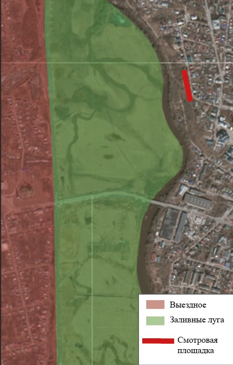 Рисунок 10. Спутниковый снимок заливных лугов Figure 10. Satellite image of flood meadows