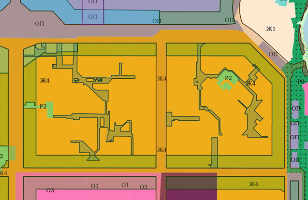 Рисунок 4. Карта градостроительного зонирования (территориальных зон) г. Казань [16] Figure 4. Map of urban planning zoning (territorial zones) of Kazan [Карта]