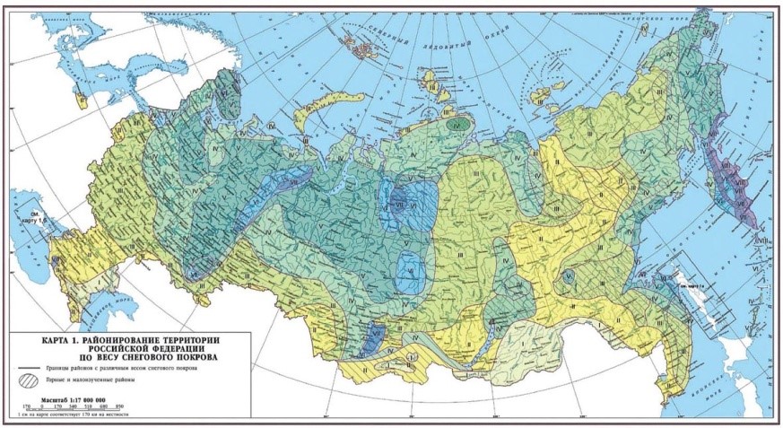 Распределение снежного покрова на территории России