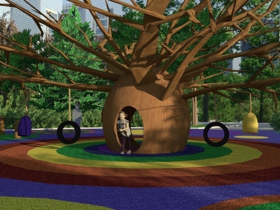 Детская площадка с искусственным деревом