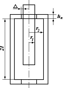 Рис. 1. Расчетная схема электромагнита, используемого в ЭГВО.
